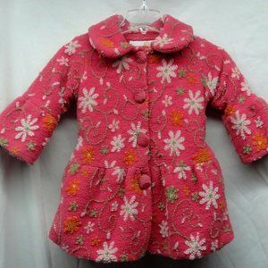 EASTER Pluot Girls Pink Fleece Lined Flower Coat Jacket